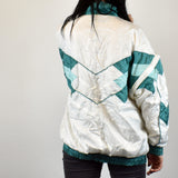 Vintage tracksuit track jacket fleece windbreaker in white and mint green
