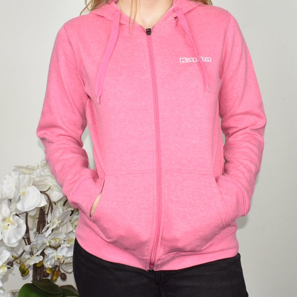 Cute sporty Kappa zip up hoodie track jacket hoodie jumper sweater top cardigan pullover in pink