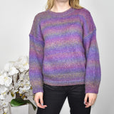 Vintage colourful knitted sweatshirt jumper sweater top pullover in purple