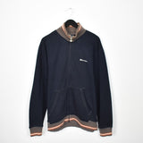 Vintage Champion zip up track jacket windbreaker sweatshirt longsleeve tee pullover jumper in dark blue and brown
