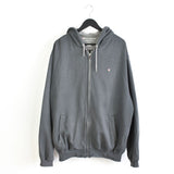 Vintage Champion hoodie track zip up jacket jumper longsleeve tee pullover sweatshirt in dark grey