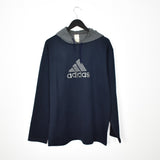 Vintage Adidas hoodie long sleeve sweatshirt jumper in dark blue and grey