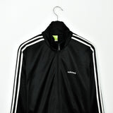 Vintage Adidas track jacket windbreaker fleece longsleeve tee pullover sweatshirt jumper in black and white