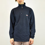 Vintage half zip Napapijri sweatshirt jumper sweater pullover hoodie in navy blue