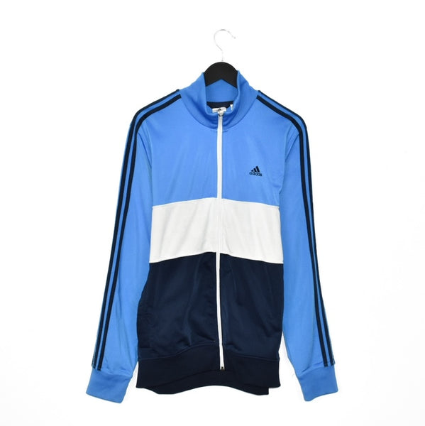 Vintage Adidas zip up tracksuit track jacket trackie sweater windbreaker jumper sweatshirt pullover long sleeve in blue and white