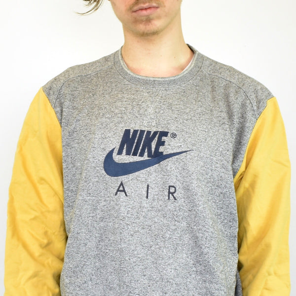 Vintage Nike sweatshirt jumper sweater pullover hoodie in gray and yellow