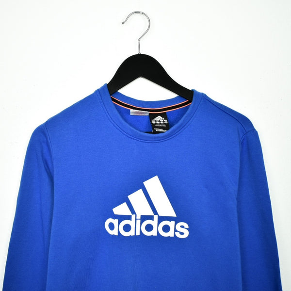 Vintage Adidas sweatshirt pullover jumper hoodie in blue and white