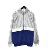 Vintage Adidas mesh zip up windbreaker tracksuit track jacket trackie sweater jumper sweatshirt pullover long sleeve in grey and blue