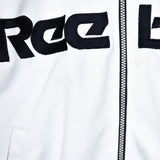 Vintage Reebok zip up pullover sweatshirt windbreaker fleece track jacket in white and blue
