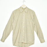 Vintage plaid collared button-down shirt top blouse in yellow blue and red