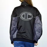Vintage Champion windbreaker fleece track jacket bomber jacket in black