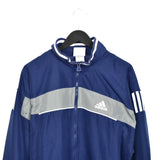 Vintage Adidas windbreaker zip up tracksuit track jacket trackie sweater jumper sweatshirt pullover long sleeve in blue and greg