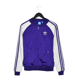 Vintage Adidas zip up pullover sweatshirt windbreaker fleece track jacket in purple and grey