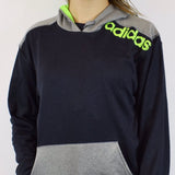 Adidas hoodie sweater jumper sweatshirt in grey dark navy and electric green