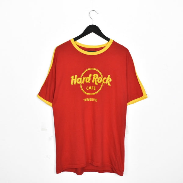Vintage Hard Rock Cafe Tenerife t-shirt tee blouse top in red and yellow