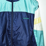 Vintage Adidas track fleece longsleeve tee pullover windbreaker sweatshirt in blue white cyan and yellow