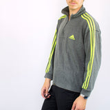 Vintage Adidas half zip fleece sweatshirt hoodie jumper sweater pullover in gray