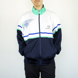 Vintage Sergio Tacchini tracksuit track jacket fleece windbreaker in white and black