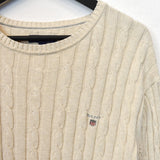 Vintage Gant knit jumper hoodie pullover sweatshirt windbreaker fleece track jacket in cream