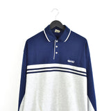 Vintage Nike pullover sweatshirt longsleeve polo shirt fleece sweater track jacket in navy blue and grey