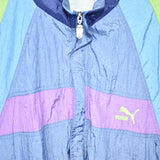Vintage Puma zip up tracksuit track jacket trackie sweater jumper sweatshirt pullover long sleeve in baby purple pink blue and green