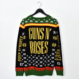 Vintage Guns N’ Rosss christmas sweater jumper hoodie pullover sweatshirt top in green yellow red black and white