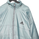 Vintage Adidas puffer jacket track windbreaker coat pullover bomber jacket trench coat in teal