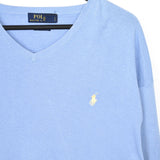 Vintage Polo Ralph Lauren V-neck thin material longsleeve tee pullover sweater in baby blue