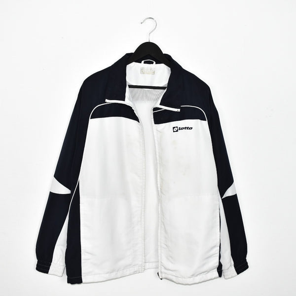 Vintage lotto windbreaker fleece track jacket bomber jacket in white and black