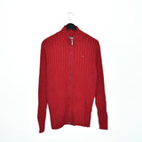 Vintage Tommy Hilfiger zipneck sweatshirt jumper sweater pullover hoodie in red