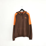 Vintage Puma hoodie pullover sweatshirt windbreaker fleece track jacket jumper in brown and orange