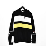 Vintage Fila hoodie pullover sweatshirt top jumper in black white and yellow
