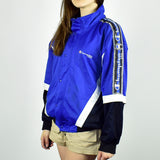 Vintage Champion tracksuit track jacket fleece windbreaker in navy blue, white and black