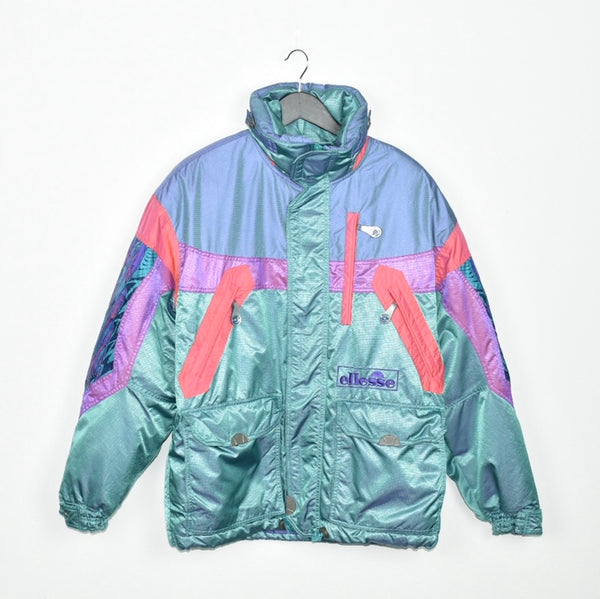 Vintage colorful shiny Ellesse puffer jacket windbreaker fleece track jacket bomber jacket