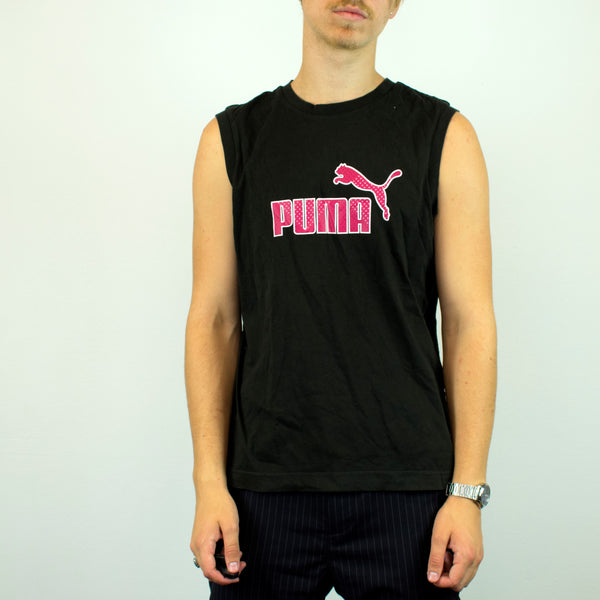 Vintage Puma sleeveless shirt top blouse tee in black