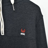 Vintage Diesel quarter zip up hoodie jumper longsleeve tee pullover sweatshirt in dark grey