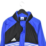 Vintage Adidas long jacket windbreaker track jacket bomber jacket in blue and black