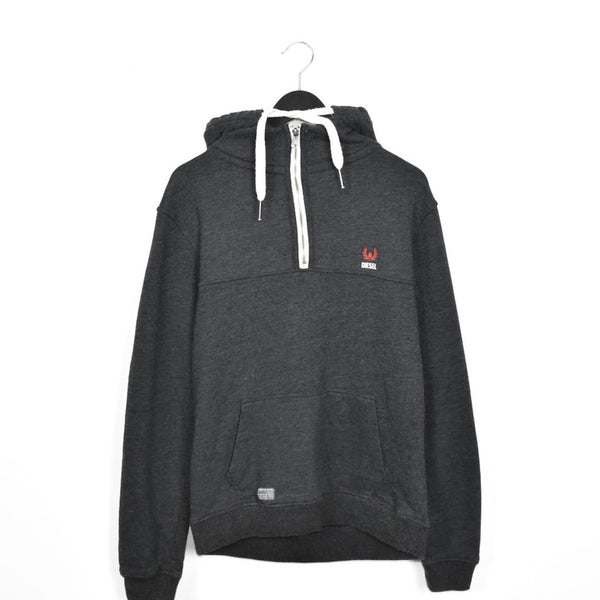 Vintage Diesel quarter zip up hoodie jumper longsleeve tee pullover sweatshirt in dark grey