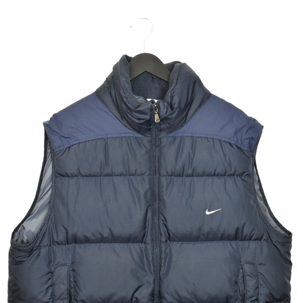 Vintage Nike padded vest gilet zip up windbreaker tracksuit track jacket trackie puffer jacket in navy