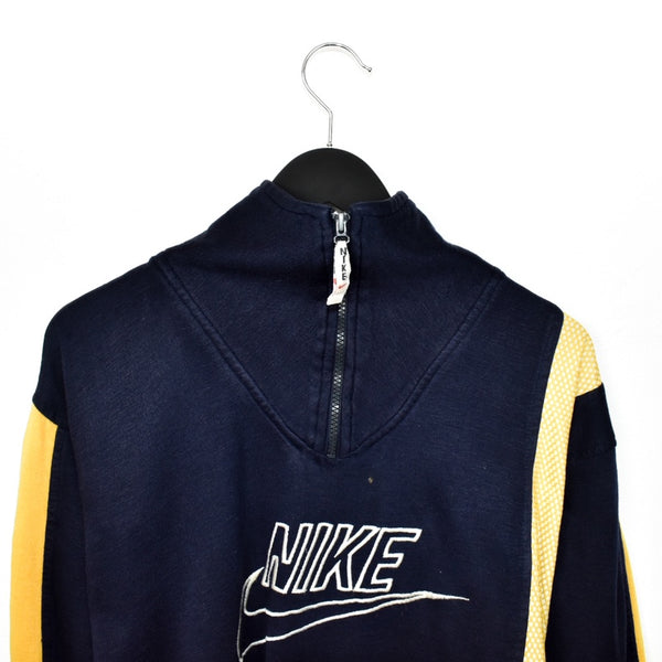 Vintage Nike quarter zip up jumper longsleeve tee pullover sweatshirt in dark blue and yellow