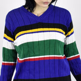 Vintage Tommy Hilfiger sweater pullover jumper in red, black, blue, white, yellow and green