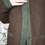 Vintage knitted blazer sweatshirt jumper sweater top pullover in brown and green