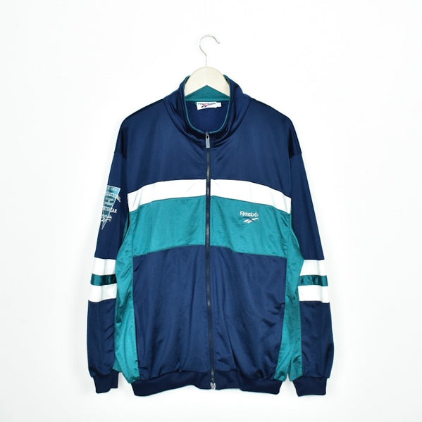 Vintage Reebok tracksuit trackie jacket zip up sweater in cyan and dark blue