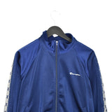 Vintage Champion windbreaker zip up tracksuit track jacket trackie sweater jumper sweatshirt pullover long sleeve in dark blue