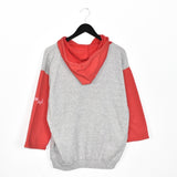 Vintage hoodie pullover sweatshirt top in grey and red