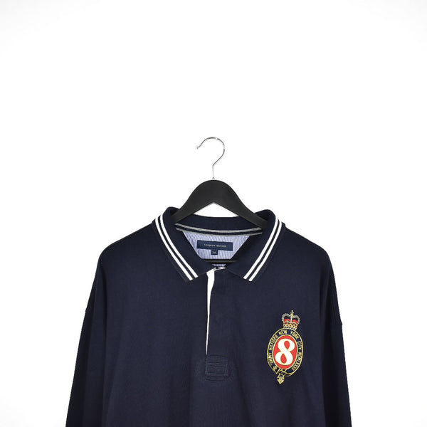 Vintage Tommy Hilfiger long sleeve polo shirt t-shirt top sweatshirt jumper in dark blue