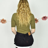 Super cute striped Monki top t-shirt blouse with quarter sleeves in black and yellow