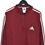 Vintage Adidas quarter zip up sweatshirt jumper hoodie t-shirt pullover in maroon and white