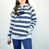 Vintage striped Nike hoodie jumper sweater pullover in blue