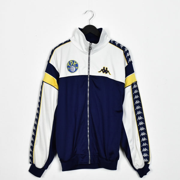 Vintage Kappa track jacket longsleeve tee pullover windbreaker sweatshirt in white and navy